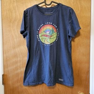 Life Is Good Womens' Navy Rainbow Graphic Tee